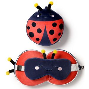 Relaxeazzz Adorabugs Ladybird Plush Travel Pillow & Eye Mask- Nekkussen + Masker