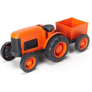 Green Toys Tractor met aanhangwagen Oranje