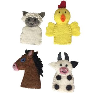 Papoose Toys Farm Animal Finger Puppets 4pc