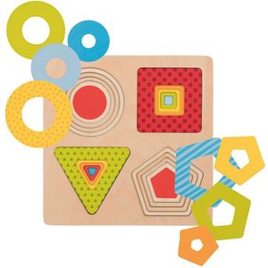 Goki houten lagenpuzzel geometrische vormen, 16st.
