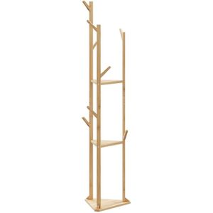 VidaXL Kapstok met haken en schappen 39x33x166 cm bamboe