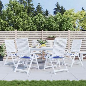 VidaXL Tuinstoelkussens 6 st gestreept 40x40x4 cm stof wit en blauw