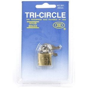 Tri-circle hangslot 20 mm met 3 sleutel blister