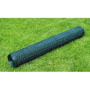 vidaXL Kippengaas 25x0.5 m gegalvaniseerd staal met PVC-coating groen