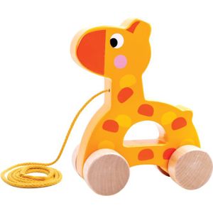 Tooky toy Giraffe Houten Trekfiguur 18 maanden Geel/Oranje