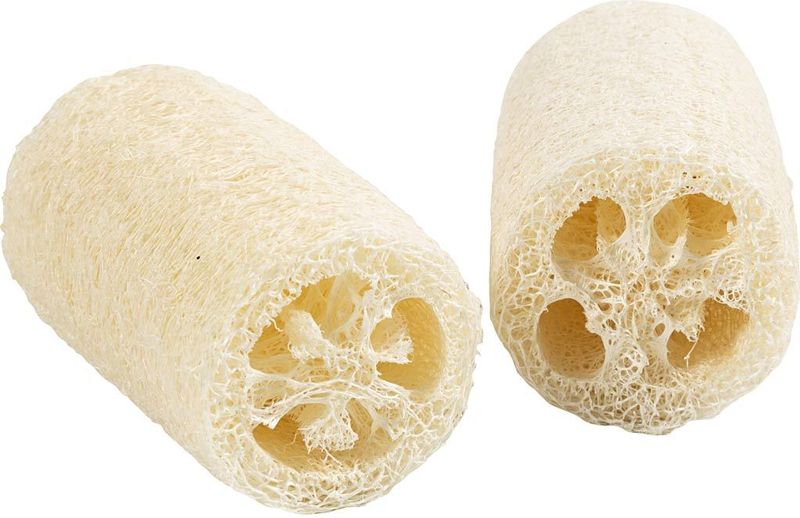 Creativ Company Natuurlijke loofah spons, l: 10 cm, d 5,5-8 cm, licht naturel, 2