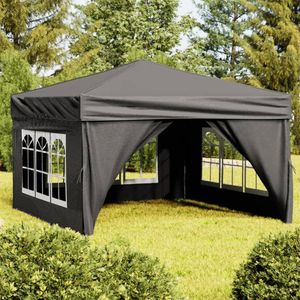 vidaXL - Partytent - inklapbaar - met - zijwanden - 3x3 - m - antracietkleurig