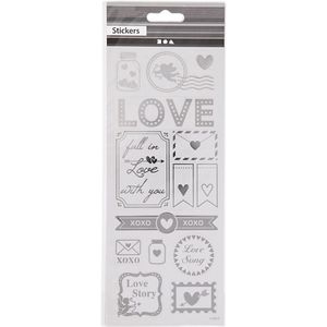 Creativ Company Stickers Zilver Love, 1 Vel