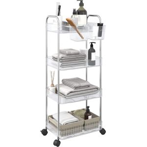 VidaXL Opbergtrolley 4-laags 37x28x95 cm acryl transparant
