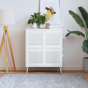 VidaXL Kastdeuren met lamellen 4 st 39,5x39,4 cm grenenhout wit
