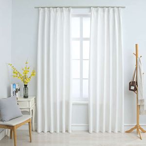 vidaXL - Gordijnen - verduisterend - met - haken - 2 - st - 140x175 - cm - gebroken - wit