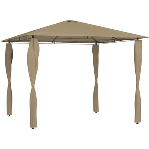 vidaXL - Prieel - met - paalhoezen - 160 - g/m² - 3x3x2,6 - m - taupe