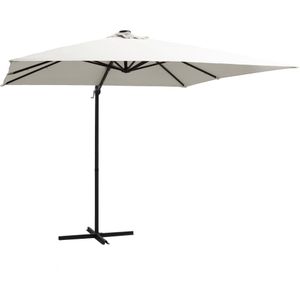 VidaXL Zweefparasol met LED-verlichting 250x250 cm - Zandkleurig