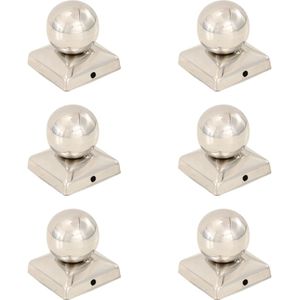 vidaXL - Paalkappen - 6 - st - bol - 71x71 - mm - roestvrij - staal