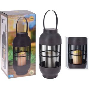 ProGarden Lantaarn Solar LED Rattan Zwart