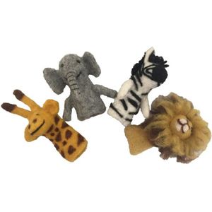 Papoose Toys African Animal Finger Puppets/4pc
