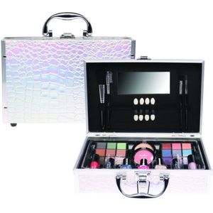 CASUELLE-Make up koffer - Crocodile look - silver - 41 stuks