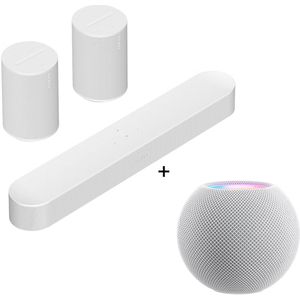 Sonos Surroundset - Beam Gen 2 + Era 100 - 2 Pack + Apple HomePod Mini - Wit