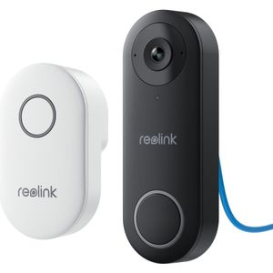 Reolink 2K 5MP Videodeurbel met bel, 180 graden uitzicht, PoE, Persoons/verpakking detectie, Tweewegaudio, Werkt met NVR's