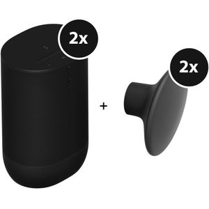 Sonos Move 2 - 2 Pack+ Muurhaak - 2 Pack - Zwart
