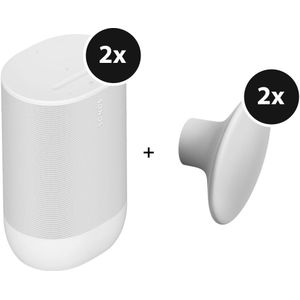 Sonos Move 2 - 2 Pack+ Muurhaak - 2 Pack - Wit