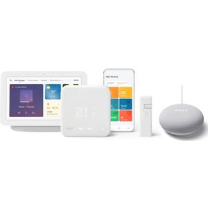 tado° Slimme Bedrade Thermostaat Starter Kit V3+ + Radiatorknop + Google Nest Hub (Gen. 2) + Nest Mini