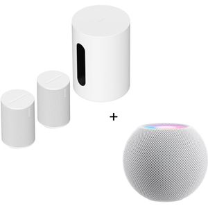 Sonos Uitbreidingsset - Sub Mini + Era 100 - 2 Pack + Apple HomePod Mini - Wit
