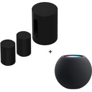 Sonos Uitbreidingsset - Sub Mini + Era 100 - 2 Pack + Apple HomePod Mini - Zwart
