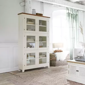 Riyashop Wandkast, wandgarderobe, wandvitrine, wit, wandkast, hangkast, glazen deur, wandkast, rekken, geschikt voor kantoren, eetkamer, woonkamer, keuken en badkamer, landhuis