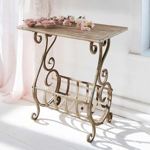 LOBERON Sidetable Ciattos - Antiekbruin - Ijzeren Frame - Dennenhout