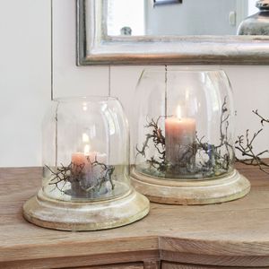 LOBERON - Windlicht Set van 2 - Helder/Antiekwit - Lantaarns