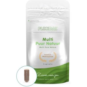 Multi Puur Natuur 90 capsules met herhaalgemak (Bevat 21 groenten- en fruitextracten + spirulina, compleet plantaardig) - 90 Capsules - Flinndal