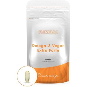 Omega-3 Vegan Extra Forte 90 capsules met herhaalgemak (Hoog gedoseerde plantaardige omega 3 uit algenolie) - 90 Capsules - Flinndal