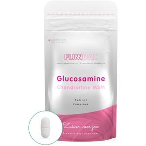 Glucosamine Chondroïtine MSM 180 tabletten met herhaalgemak (Mét vitamine C en D voor gezond kraakbeen en sterke spieren) - 180 Tabletten - Flinndal