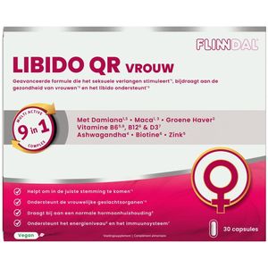 Libido QR Vrouw 90 capsules met herhaalgemak (Geavanceerde formule ter ondersteuning van een gezond libido bij vrouwen*) - 90 Capsules - Flinndal