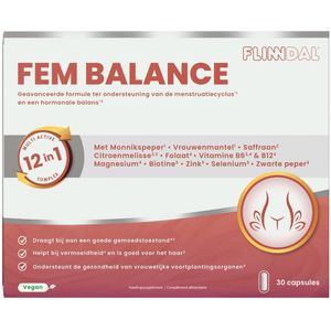 Fem Balance - Menstruatie Support 30 capsules (Ter ondersteuning van de menstruatiecyclus en de hormonale balans) - 30 Capsules - Flinndal