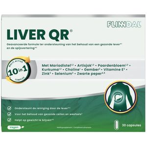 Liver QR ® 30 capsules (Krachtige mix van plantenextracten, vitaminen en mineralen voor een gezonde lever en goede spijsvertering*) - 30 Capsules - Flinndal