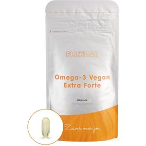 Omega-3 Vegan Extra Forte 30 capsules (Hoog gedoseerde plantaardige omega 3 uit algenolie – 500 mg DHA & EPA per capsule) - 30 Capsules - Flinndal