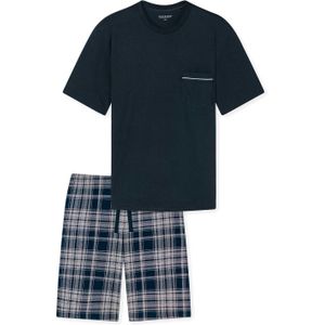 Schiesser - Pyjama Short - Comfort Fit - zwartblauw