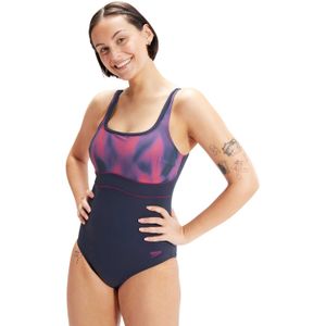 Speedo dames shaping badpak new contour eclipse print blauw / paars - 42