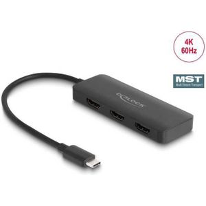DeLOCK USB-C > 3x HDMI Splitter MST hdmi splitter 0,15 meter, 4K 60Hz