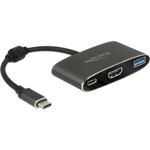 DeLOCK USB-C male > HDMI female + USB-A + USB-C PD adapter 0,2 meter, 4K 30Hz