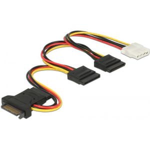 DeLOCK SATA 15 pin plug > 3 x SATA receptacle + 1 x Molex 4 pin female (PCB) kabel 20 cm