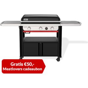 Weber SLATE GPD Premium Stand-up Griddle 76 cm Plancha gasbarbecue barbecue 3 branders | opklapbare zijtafels | kastruimte | 260 °C en hoger
