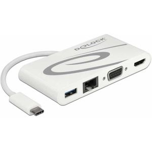 DeLOCK USB-C 3.1 > HDMI + VGA + LAN + USB adapter 0,14 meter, 4K 30 Hz