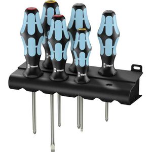 Wera 3334/3350/3355/6 Schroevendraaier-set, RVS + houder, 6-delig schroevendraaier