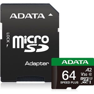 ADATA SPEED PLUS microSDXC 64 GB geheugenkaart UHS-I U3, Class 10, V30, A2