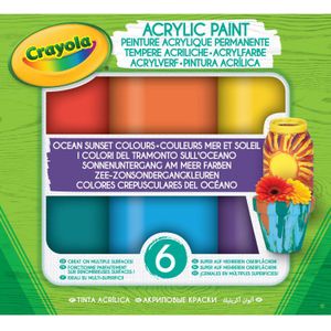 Crayola Acrylverf Ocean-Sunset tinten - 6 stuks verf