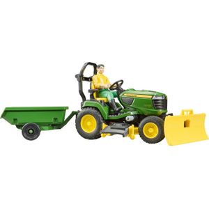 Bruder John Deere Zitmaaier met Aanhanger en Tuinman