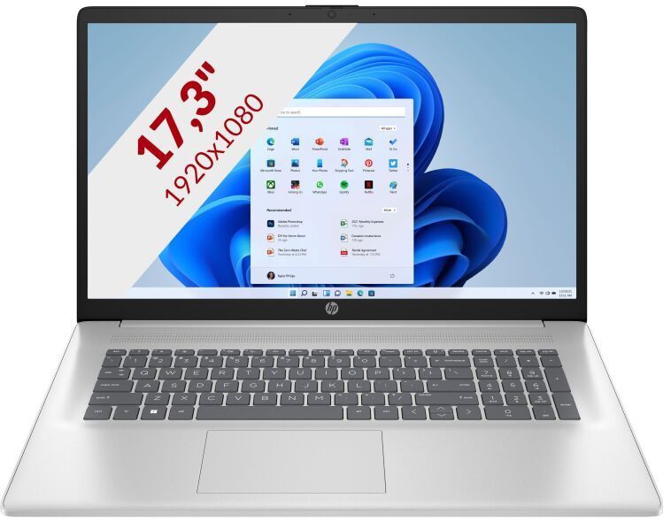 HP 17-cn3035nd - Laptop - 17.3 inch - Zilver - Core i3-N305 - 8GB RAM - 512GB SSD - Windows 11